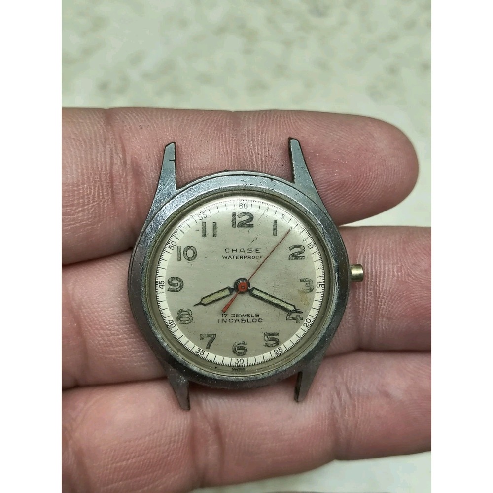 vintage chase incabloc‎ antimagnetic waterproof swiss made wristwatch